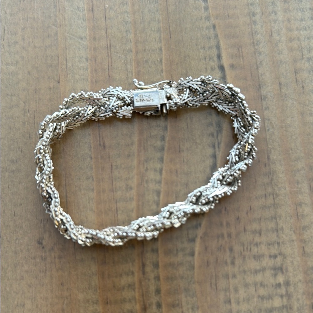 Sterling Silver Braided Bead Bracelet - Silver